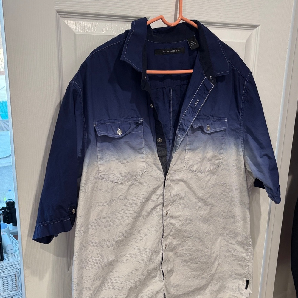 Sean John Navy and White Gradient Shirt size 3XL